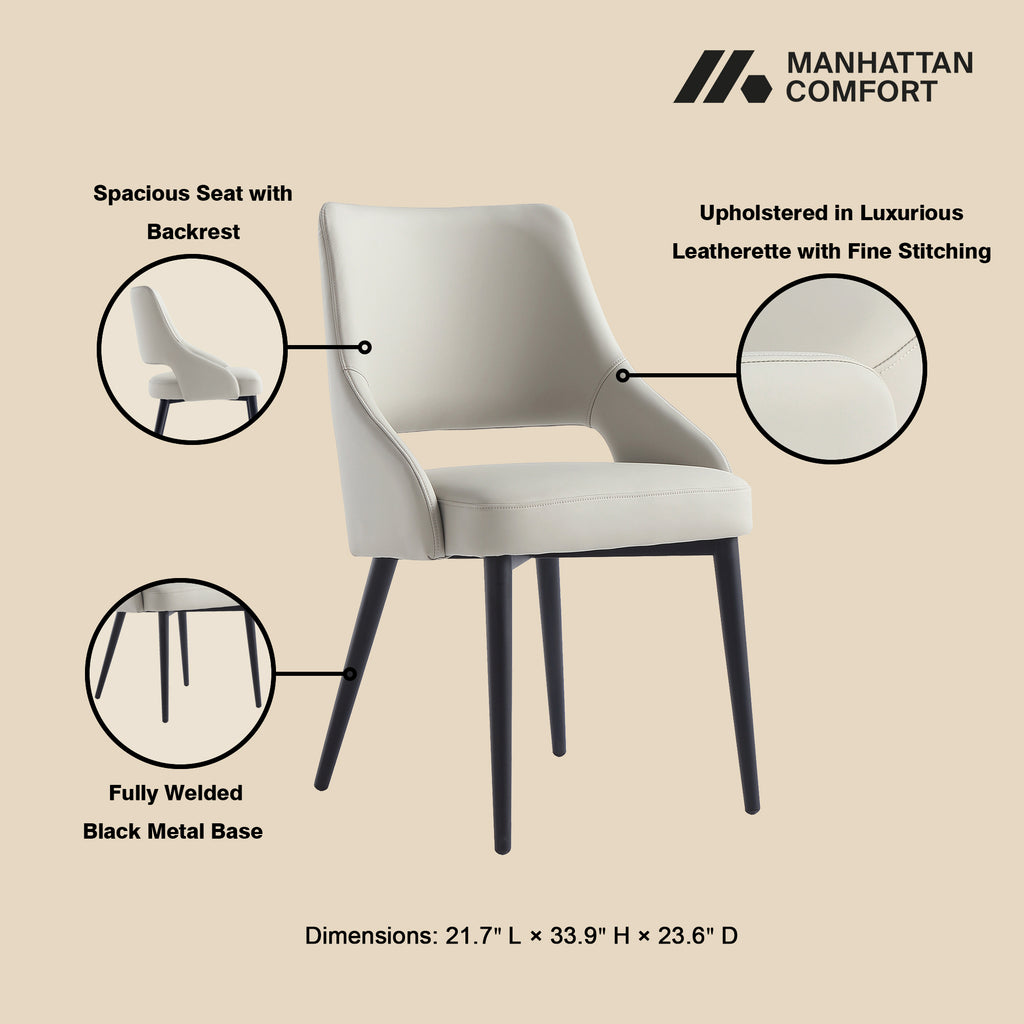Tremont Metal Vegan Leather Dining Chair in Stone
