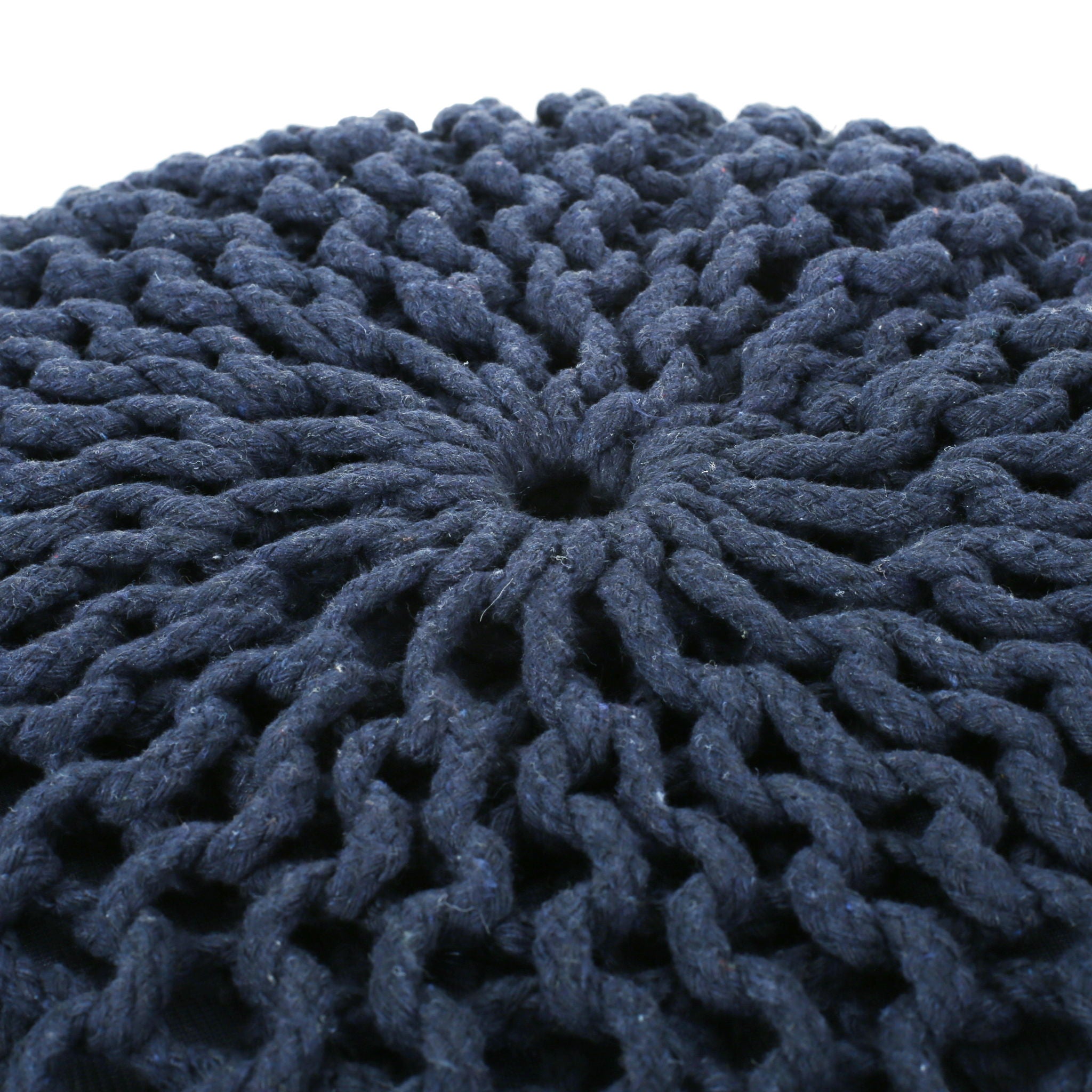 Bordeaux Knitted Cotton Round Pouf Ottoman Floor Cushion