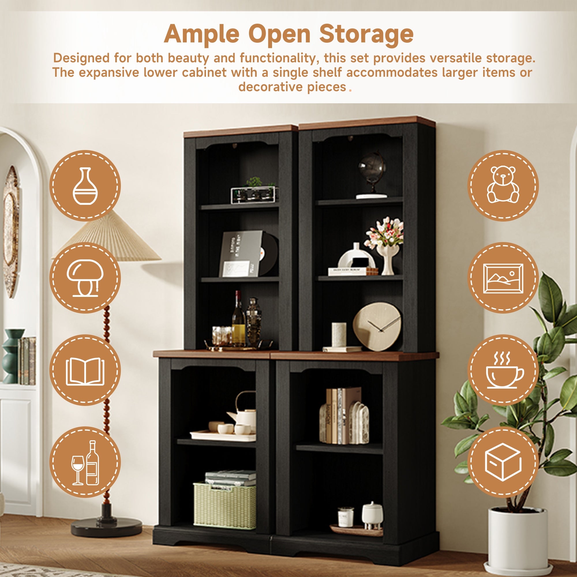 On-Trend Two-Piece Elegant Freestanding Tall Cabinet