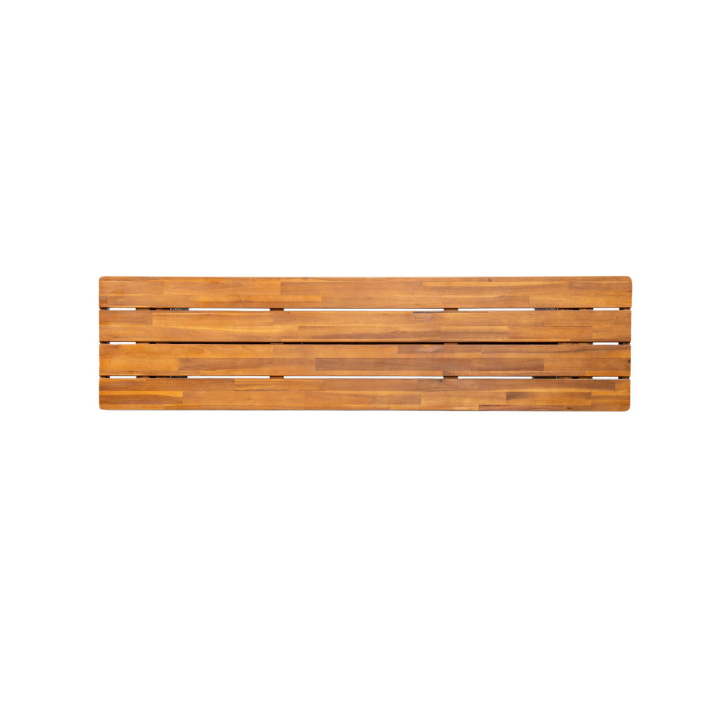 Outdoor Acacia Wood Bench Set of 2 - Teak Finish