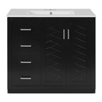 36'' Bathroom Vanity with Ceramic Sink Combo, Solid Wood Frame
