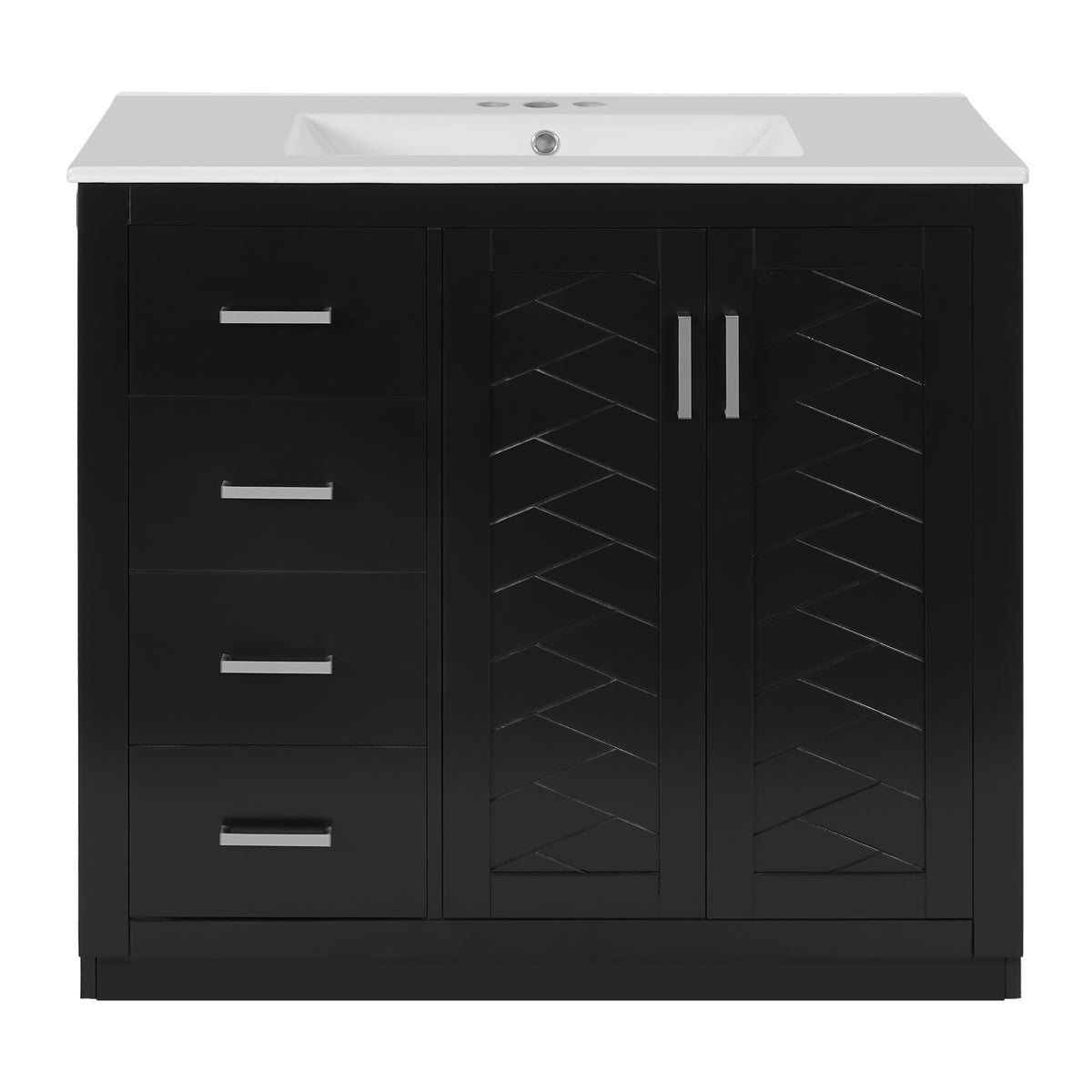 36'' Bathroom Vanity with Ceramic Sink Combo, Solid Wood Frame
