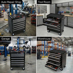 7 Drawers Multifunctional Tool Cart with Wheels - Black