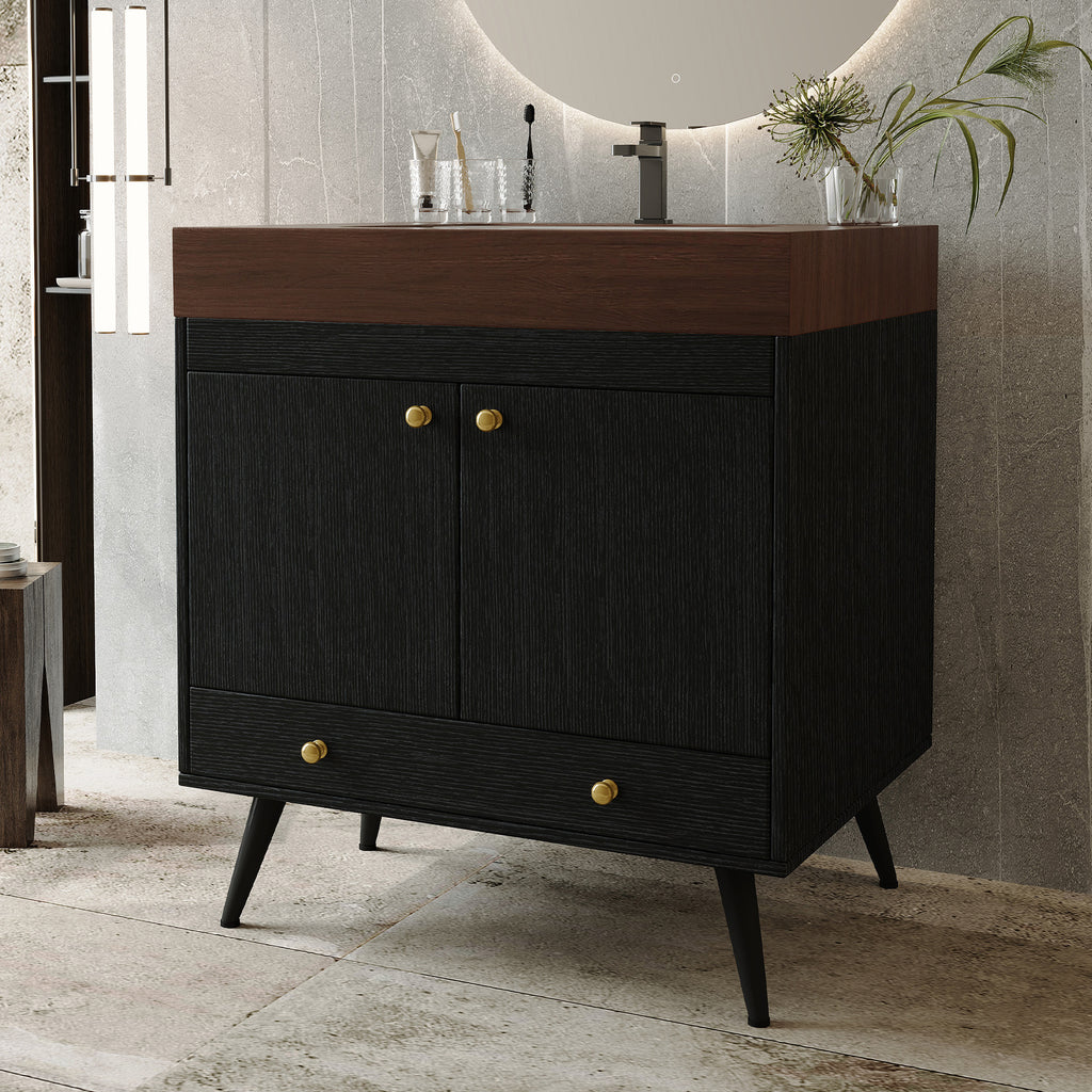 Contemporary Free-standing Bathroom Vanity with Faux Marble Top