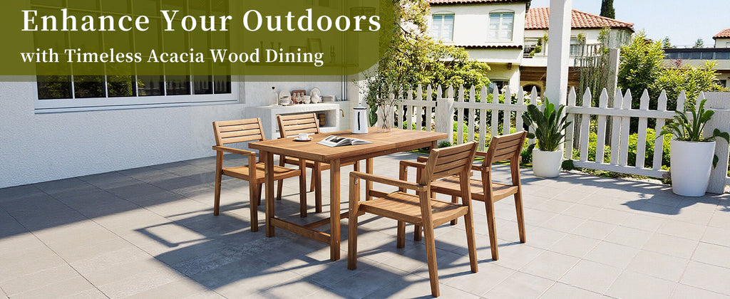 U_STYLE 5-Piece Outdoor Acacia Wood Dining Set