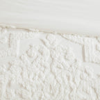 3 Piece Tufted Cotton Chenille Damask Comforter Set