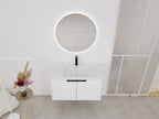 36" Wall Mounted Bathroom Vanity with Resin Sink & 2 Soft-Close Doors