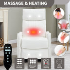 White Heat Massage Manual Recliner Chair with Rocker and Swivel