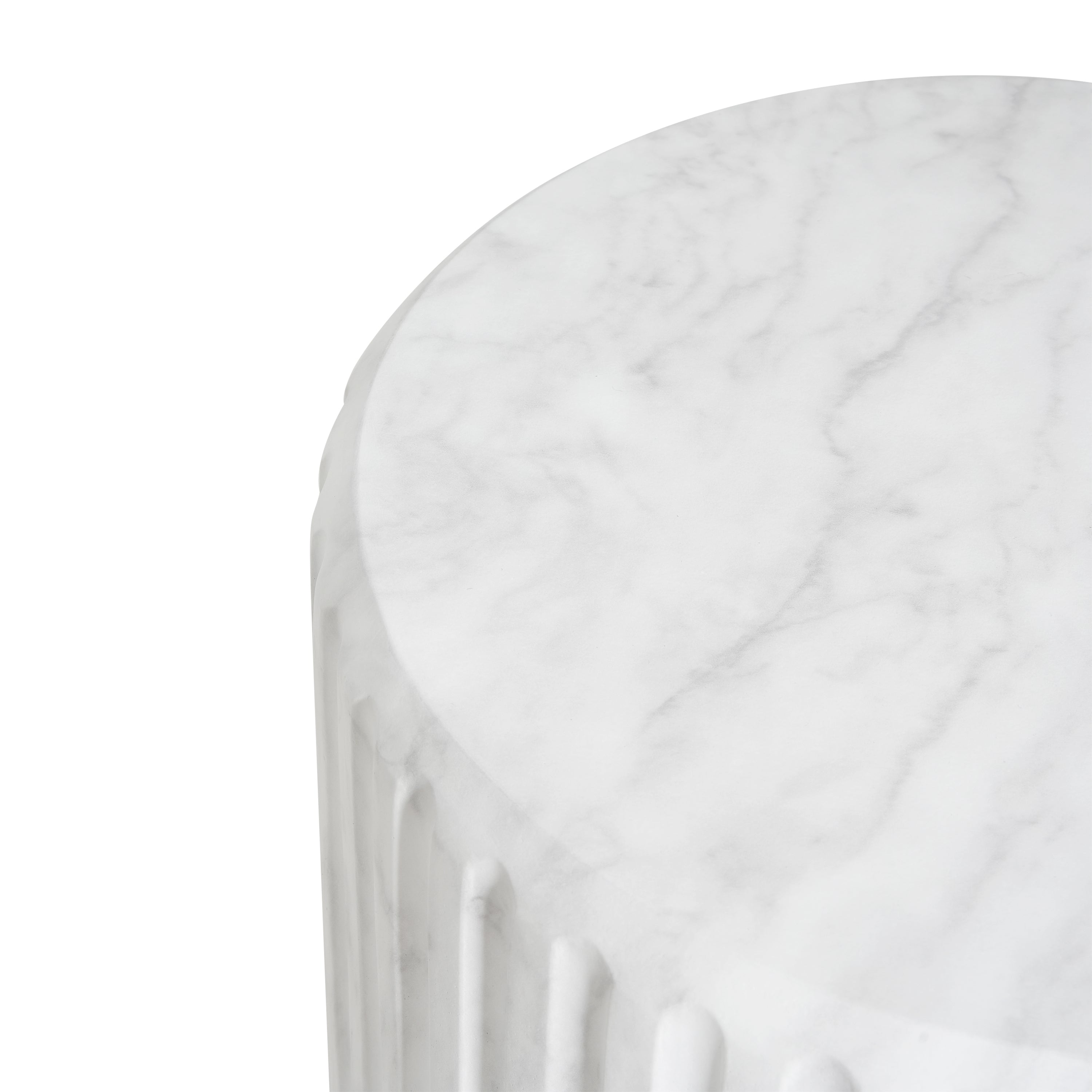Outdoor Cicci Carved Side Table, White