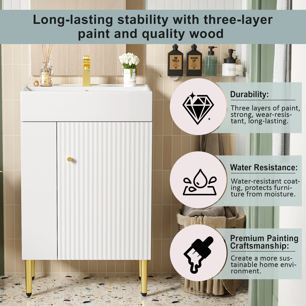 21.6" White Left Side Storage Bathroom Vanity