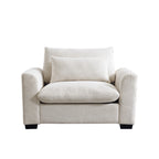 Beige Corduroy Deep Seat Accent Chair