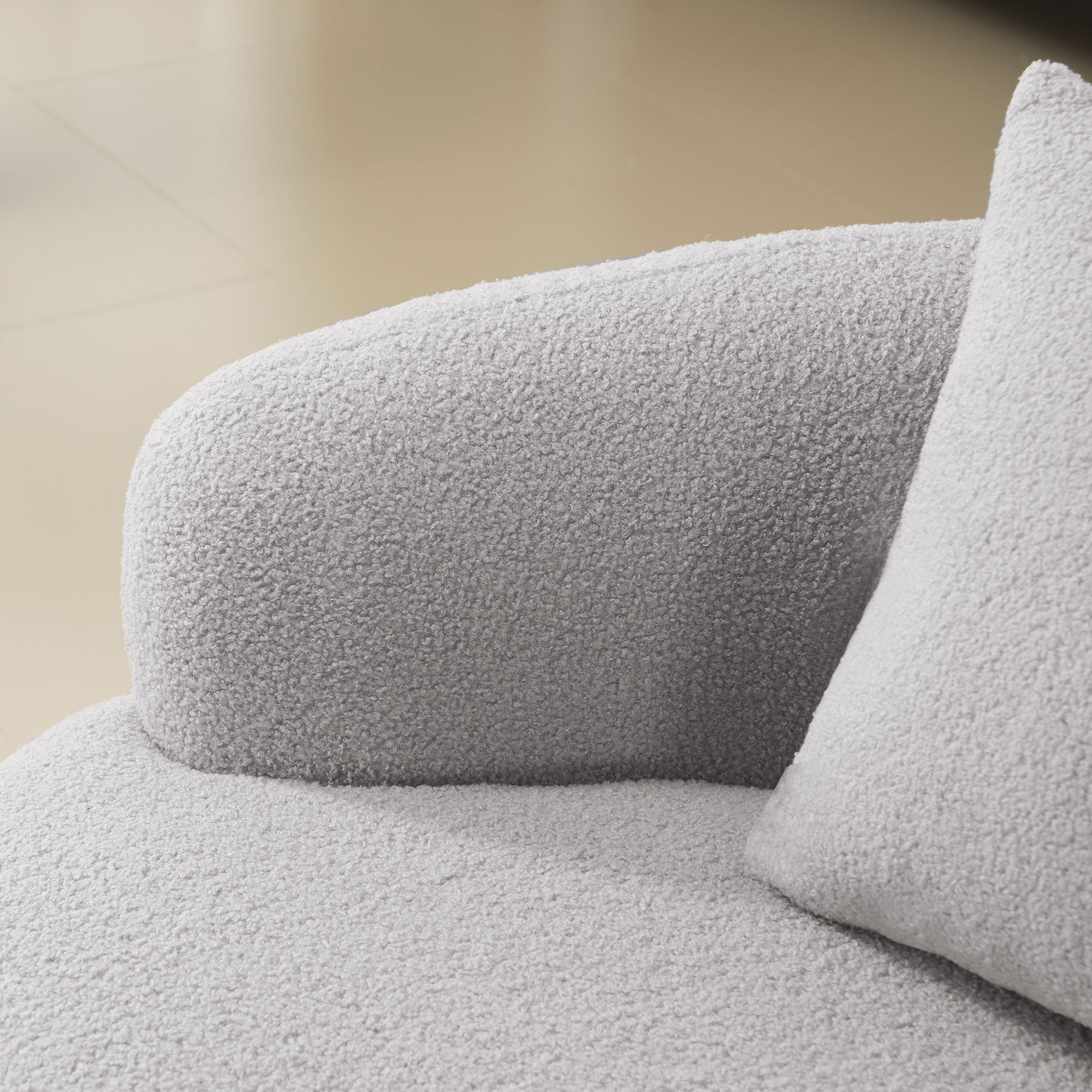 Grey Curved Loveseat Sofa with Round Armrest