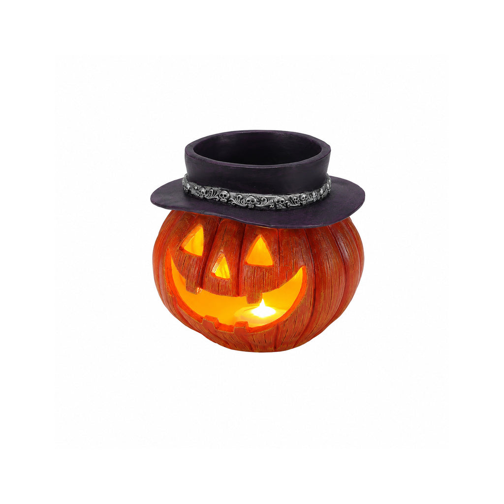 Halloween Pumpkin Candy Bowl with Witch Hat