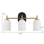 Meadows Three Lights Vanity Brushed Gold Bathroom Lighting