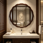 Round Wood Wall Mirror - 31.5" Farmhouse Rustic Accent