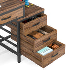 51" Reversible Computer Desk with 5 Drawers and File Cabinet