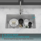 32" Undermount Single Bowl Fireclay Kitchen Sink