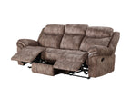 Zubaida Two Tone Chocolate Velvet Recliner Sofa with USB Port & Drop Down Table