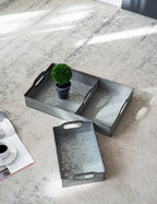 Set of 3 Decorative Galvanized Trays