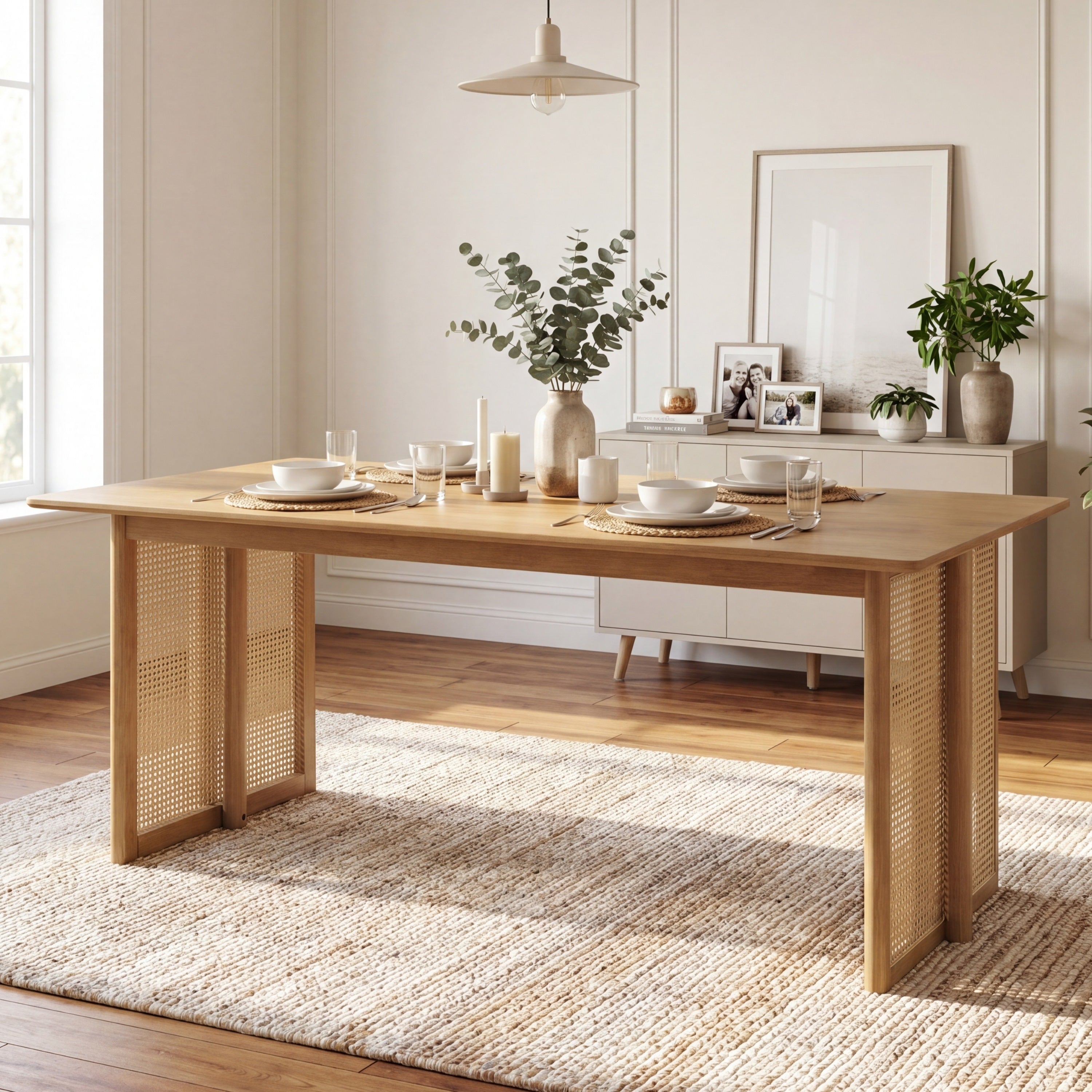 Natural Rubber Wood Dining Table