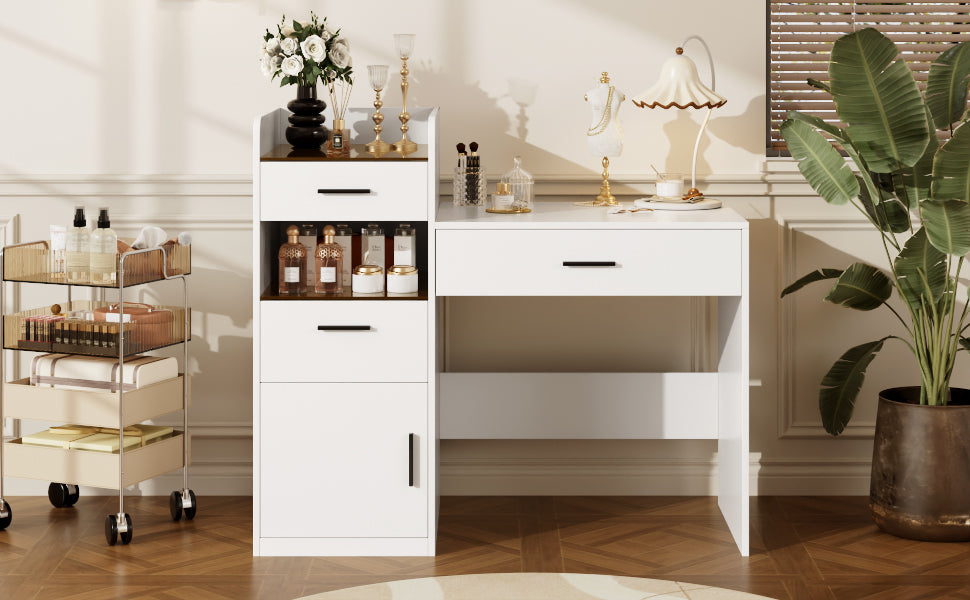 3-in-1 Vanity Desk with Flip Top Mirror