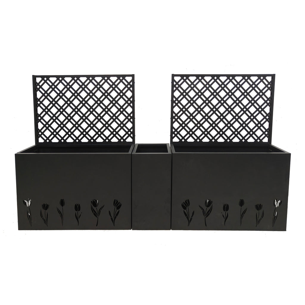 Metal Planter-Trellis Combo (Set of 3)