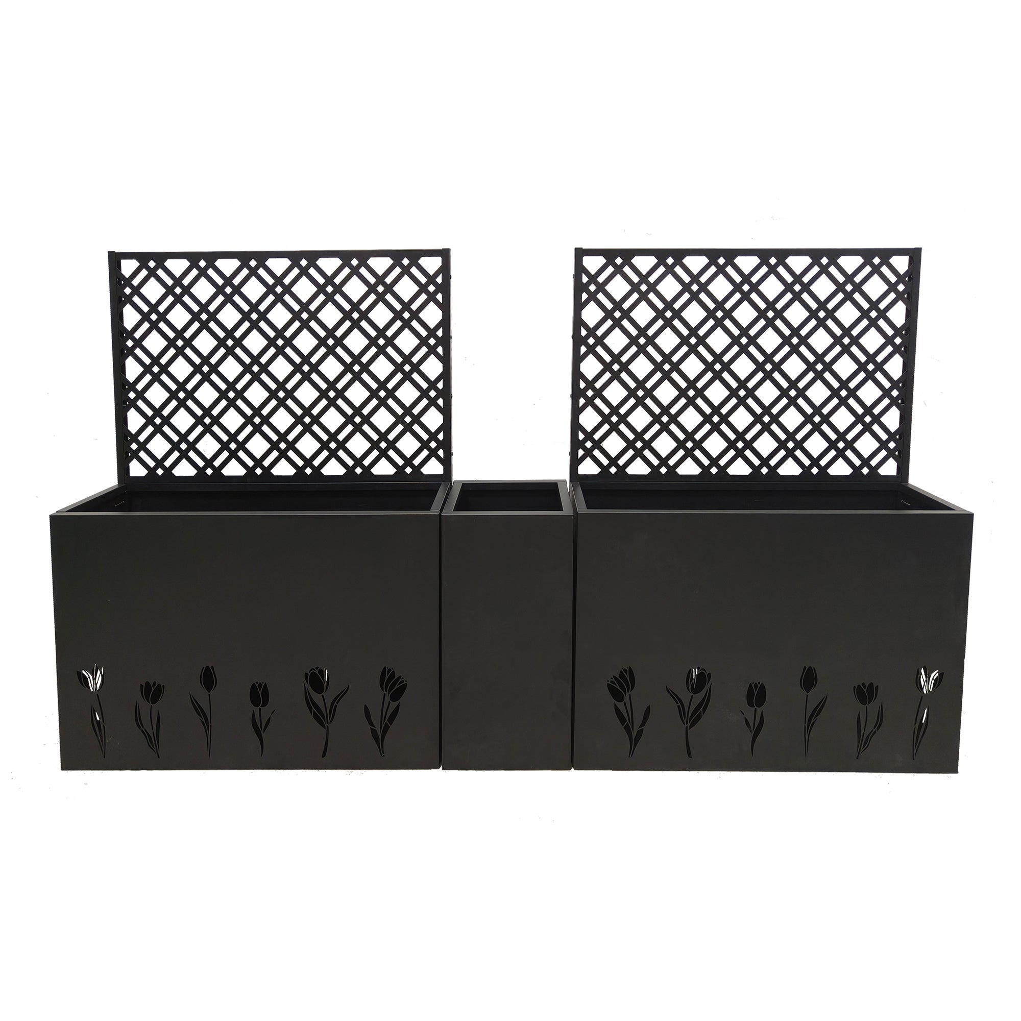 Metal Planter-Trellis Combo (Set of 3)