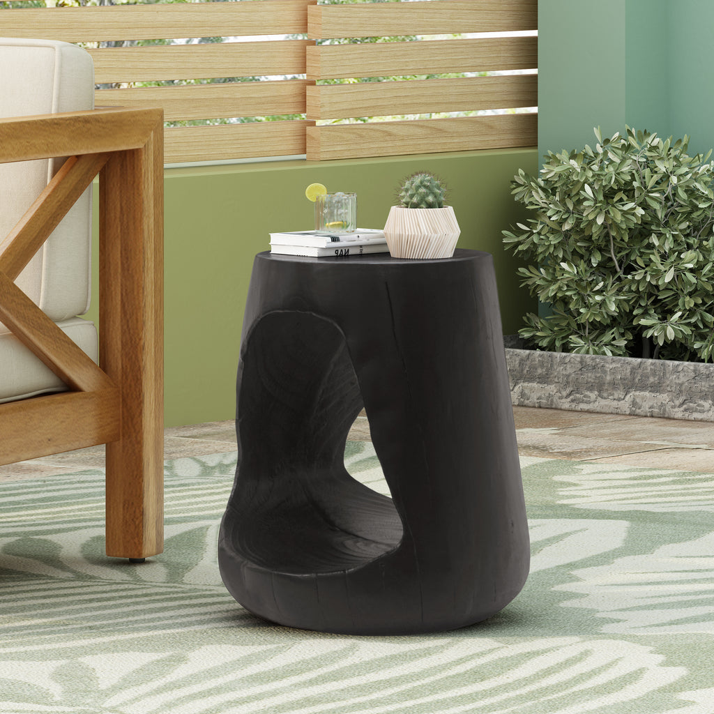 MGO Hollow Side Table, Wood-Like Texture