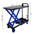 Hydraulic Lift Trolley, 500 LBS Capacity, BLACK+BLUE