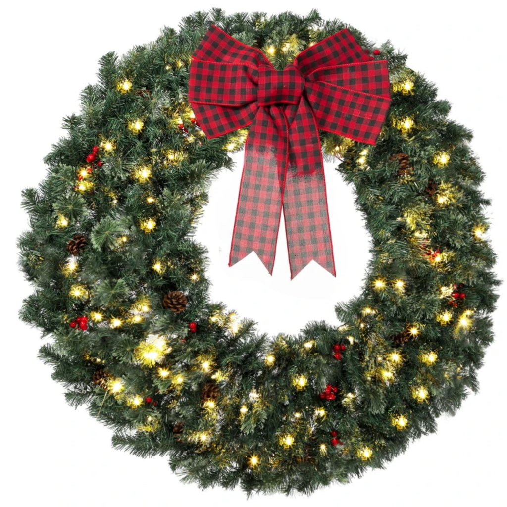 48 Inch Prelit Crestwood Spruce Christmas Wreath with Bow