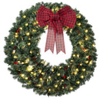 48 Inch Prelit Crestwood Spruce Christmas Wreath with Bow
