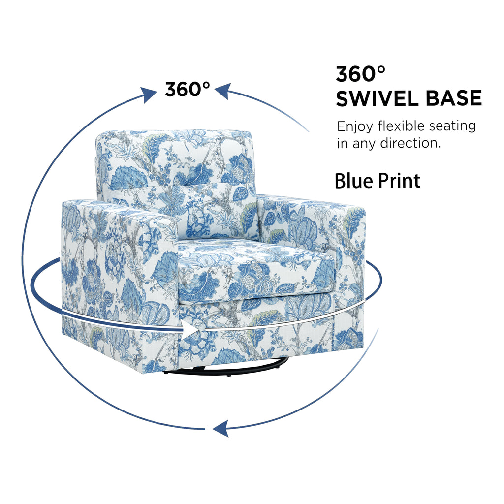 Floral Upholstery Degree Rotation Single Sofa Chair