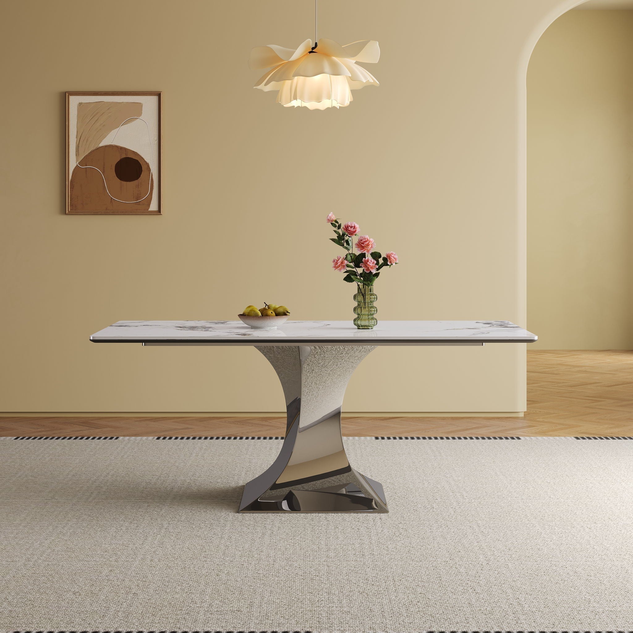 Modern Rectangular Dining Table For 6 With Chairs