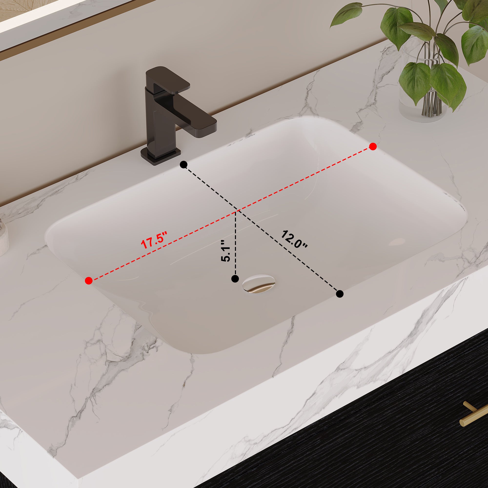 36" Artificial Stone Bathroom Vanity with Ceramic Sink