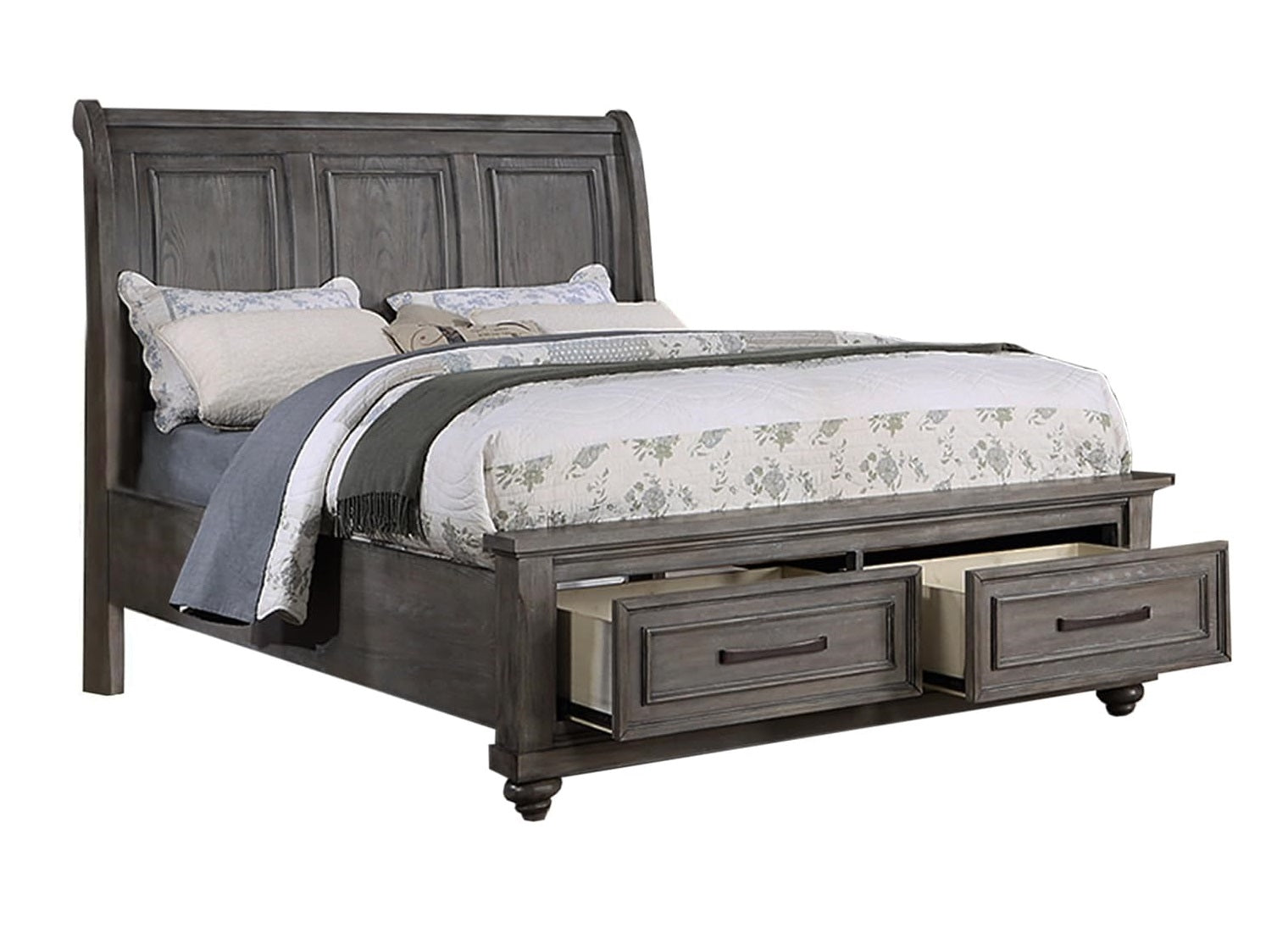 California King Size Bed with Underbed Drawer & Nightstands