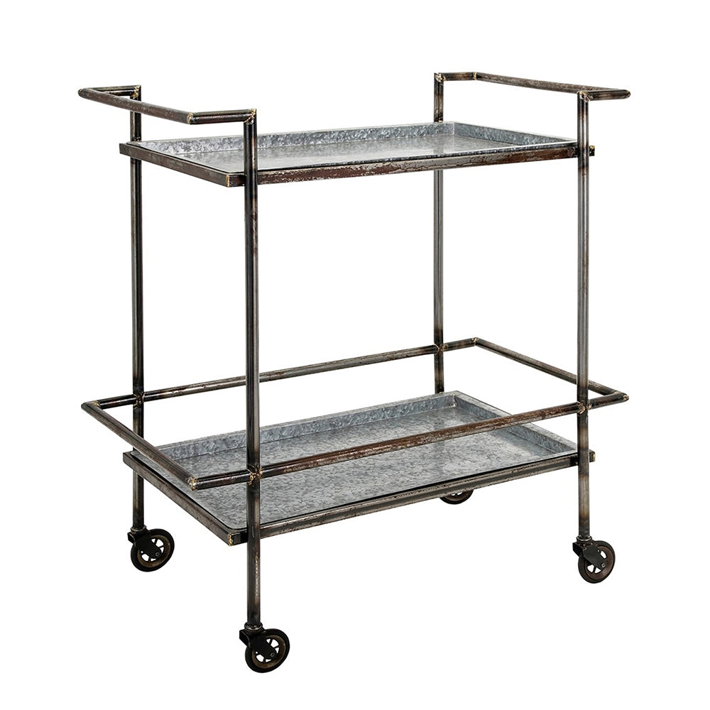 Percy Galvanized Metal Bar Cart