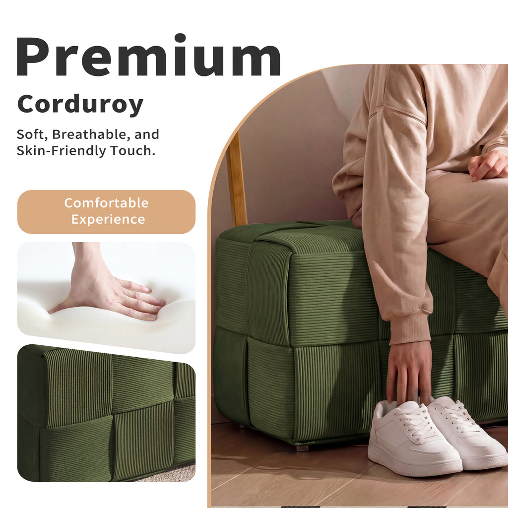 Ottoman Foot Rest in Soft Corduroy Design