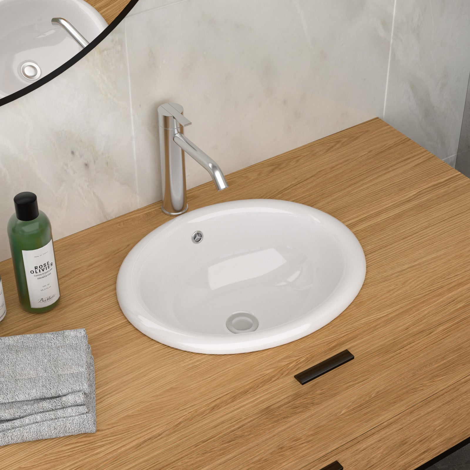 17"x15.5" Ceramic Semi-Recessed Sink