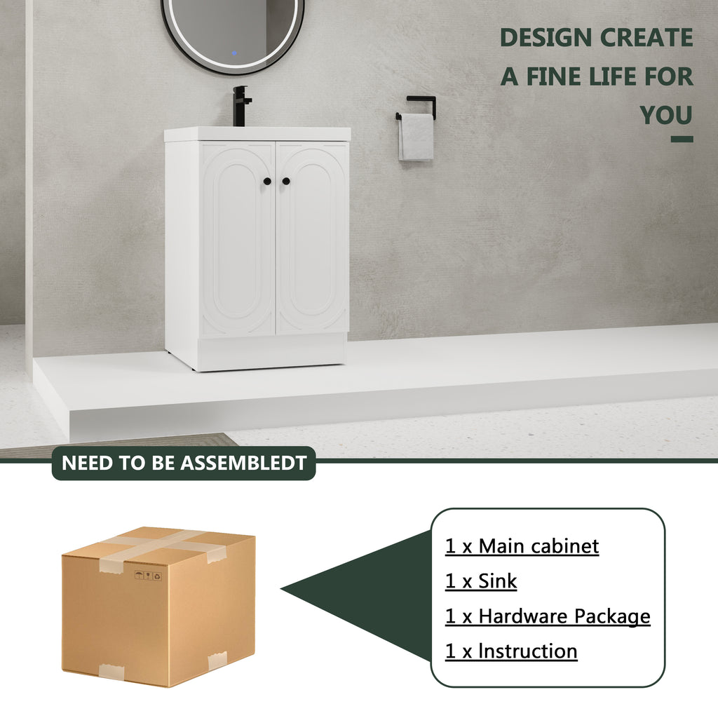 24" Freestanding Bathroom Vanity with Resin Sink