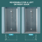 30"W x 72"H Fold Frameless Shower Door with Tempered Glass