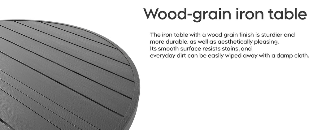 Round Faux Wood Slat Patio Table 47" with Umbrella Hole