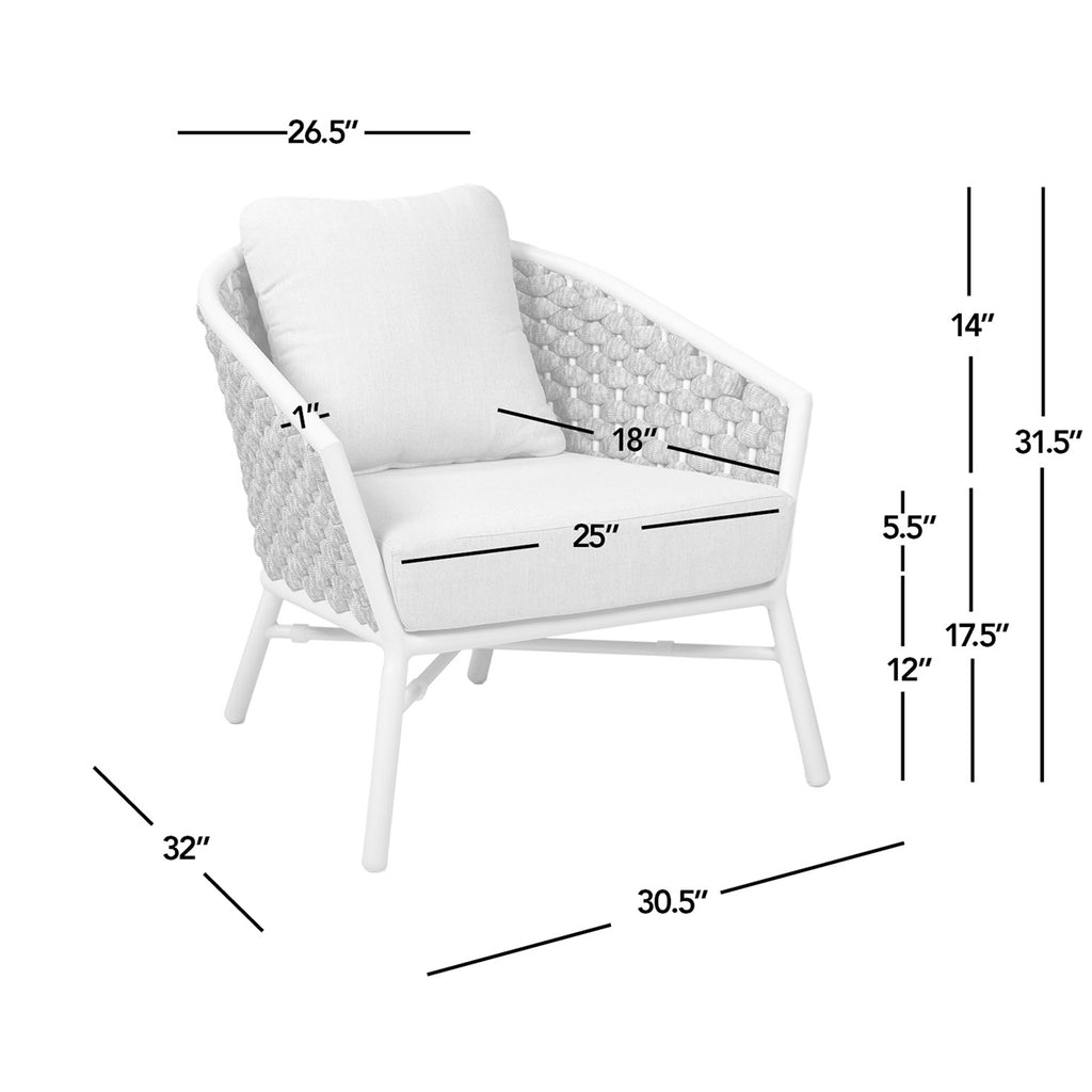 Rowan 30.5" Rope Barrel Back Patio Accent Arm Chair, Set of 2