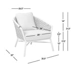 Rowan 30.5" Rope Barrel Back Patio Accent Arm Chair, Set of 2