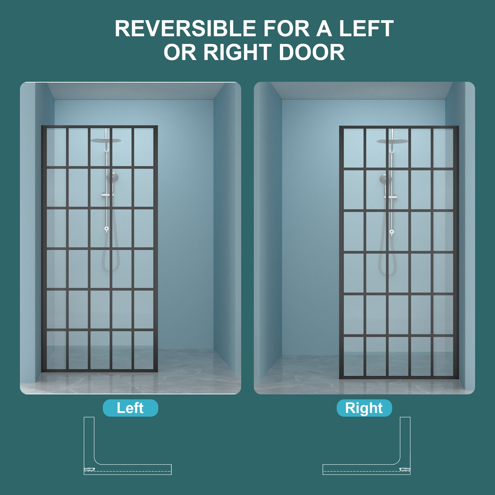 Frameless Fixed Shower Door 34" W x 72" H