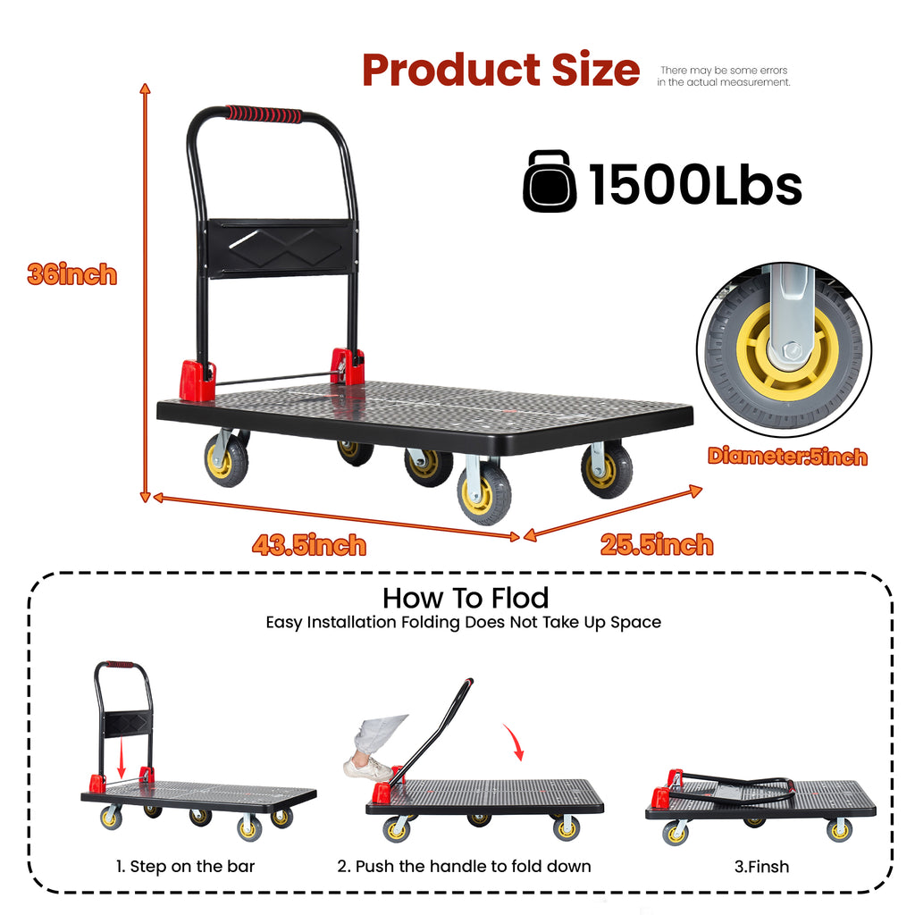 25.5" x 43.5" Platform Truck, Foldable Handcart