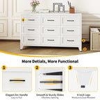 9 Drawer Dresser for Bedroom, Metal Profile Chest of Drawers
