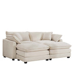 Corduroy Two-Seater Sofa with Ottoman