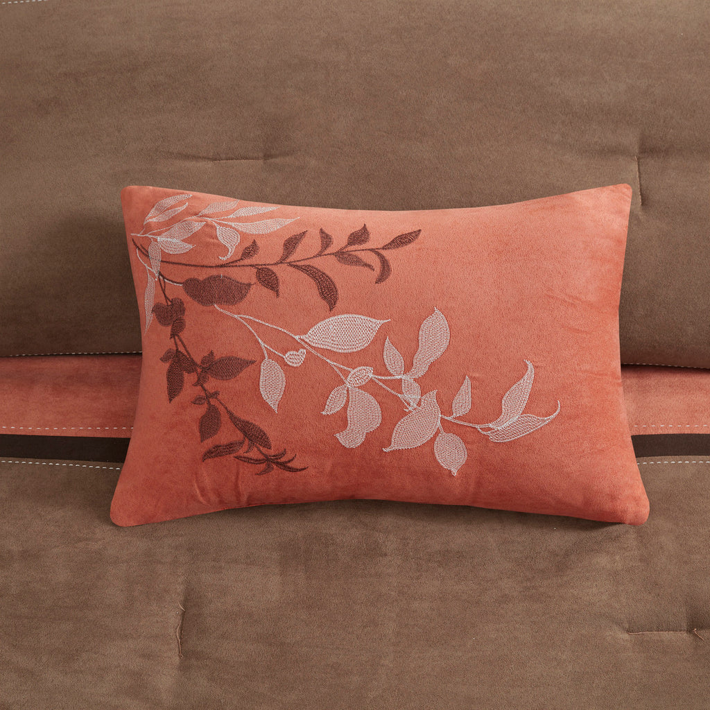 7 Piece Faux Suede Comforter Set - Coral Cal King