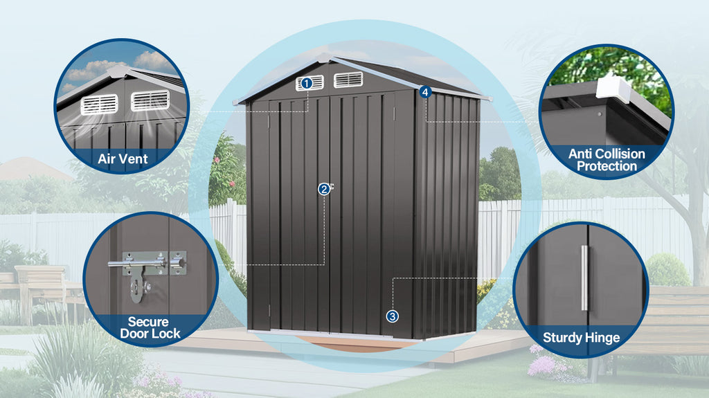5X3 FT Metal Outdoor Storage Shed