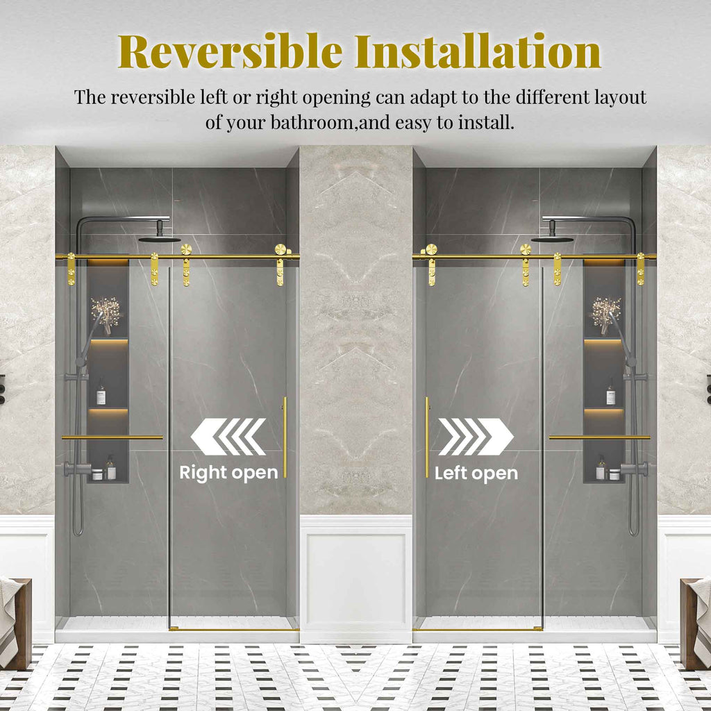 Frameless Single Sliding Shower Doors Without Soft-Close